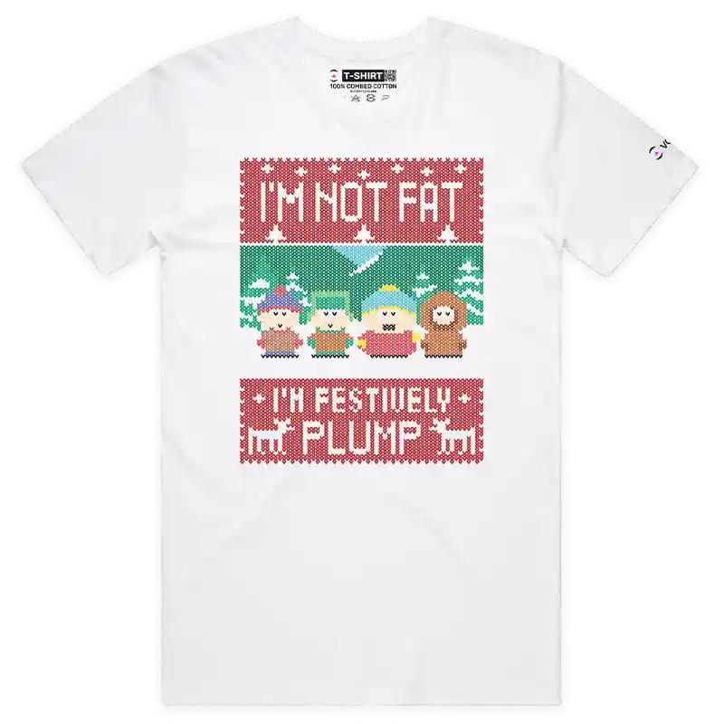 VOICEART Я празднично полненький Забавная футболка South Park с премиальной графикой 4XL