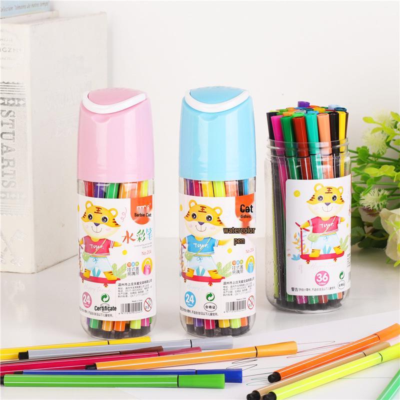 Watercolor Pen Set for Students - 12, 18, 24, 36 Colors - Ideal Back-to-School Gift for Kindergarten & Primary Kids' Drawing