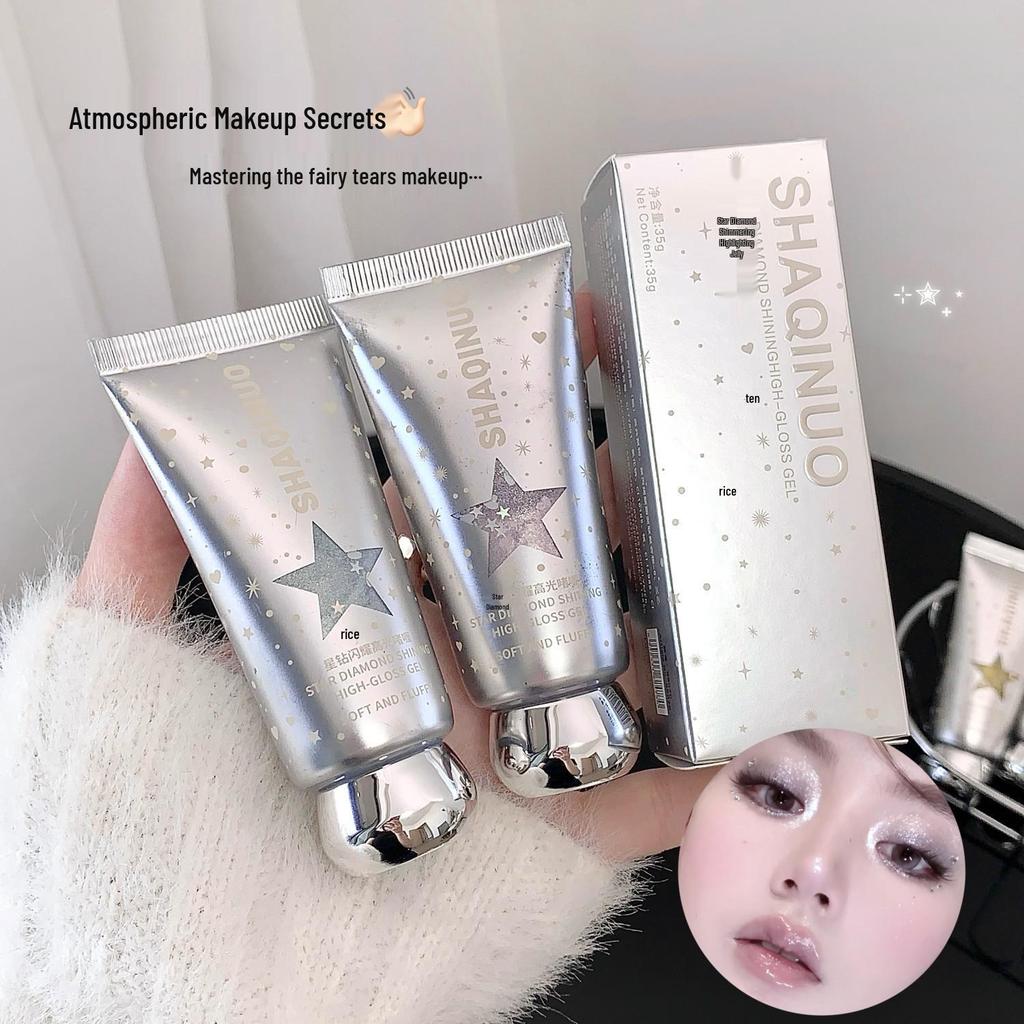 SHAQINUO Sternen-Diamant-Schimmer-Gel: Perlmuttfarbener Glitzer-Highlighter für einen auffälligen Bühnen-Make-up-Look.