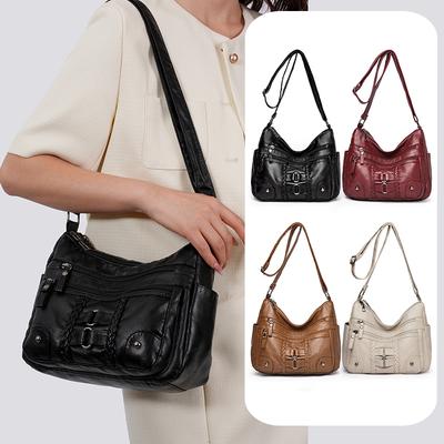 Large Capacity PU Small Square Bag Middle-aged Mother Bag Women's Shoulder Crossbody Bag