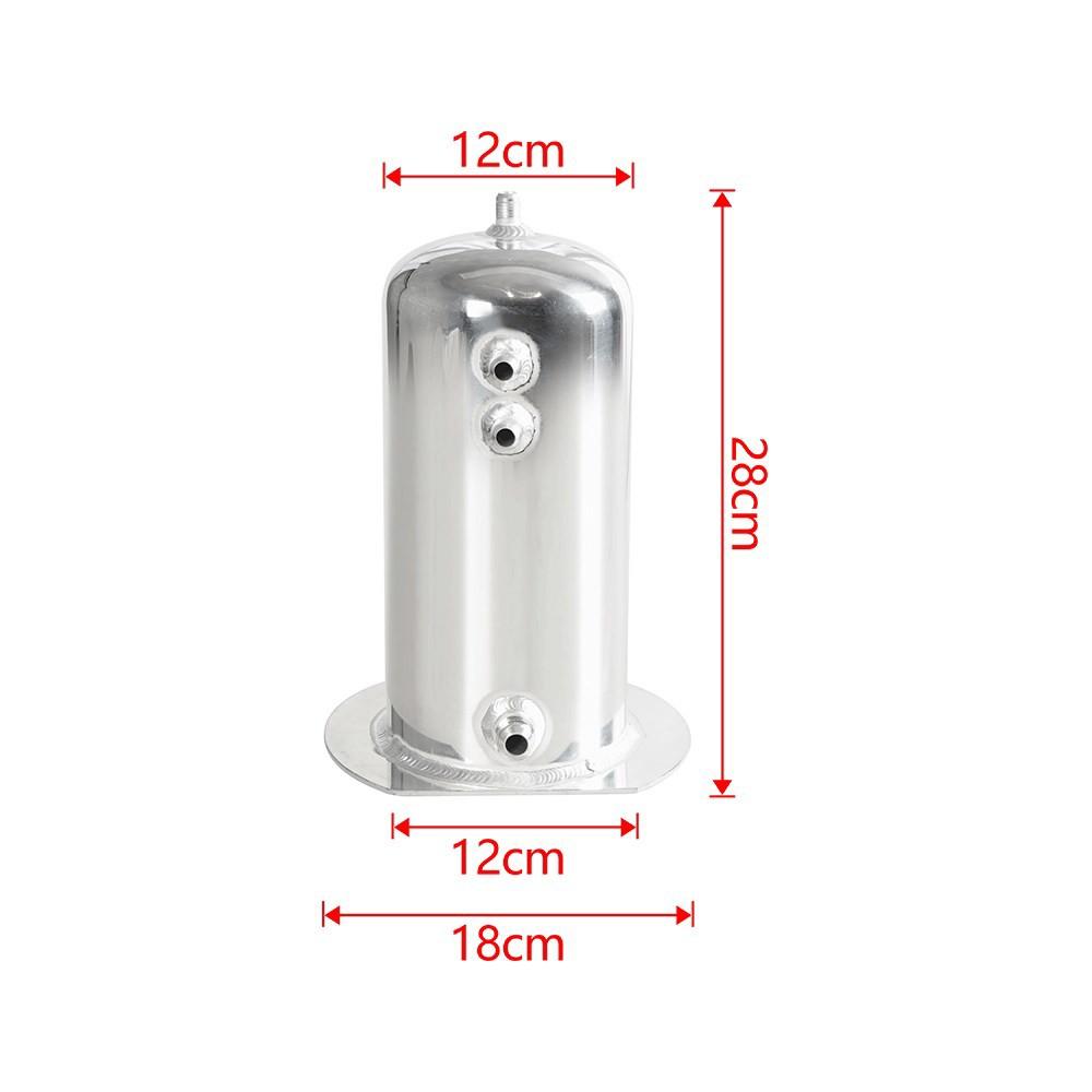 Universal 2.5L Fuel Surge Tank with Swirl Pot AN6 Out AN8 Dome Oil Catch Can Tank Aluminium Alloy Silver Polished