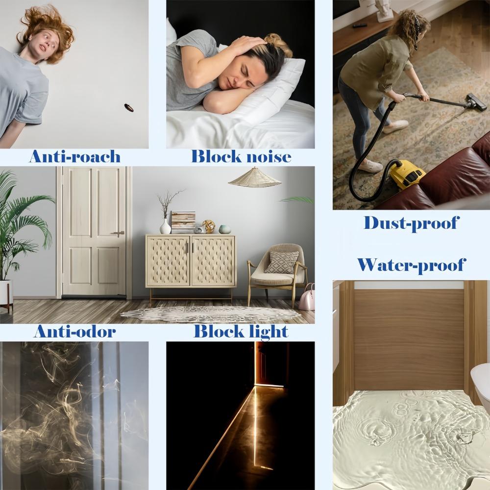 A Door Bottom Draft Stopper Made of High Resistance Rubber and Fabric - Soundproof Energy Saving Waterproof Seal for Bedroom Doors - 36.61 Inch