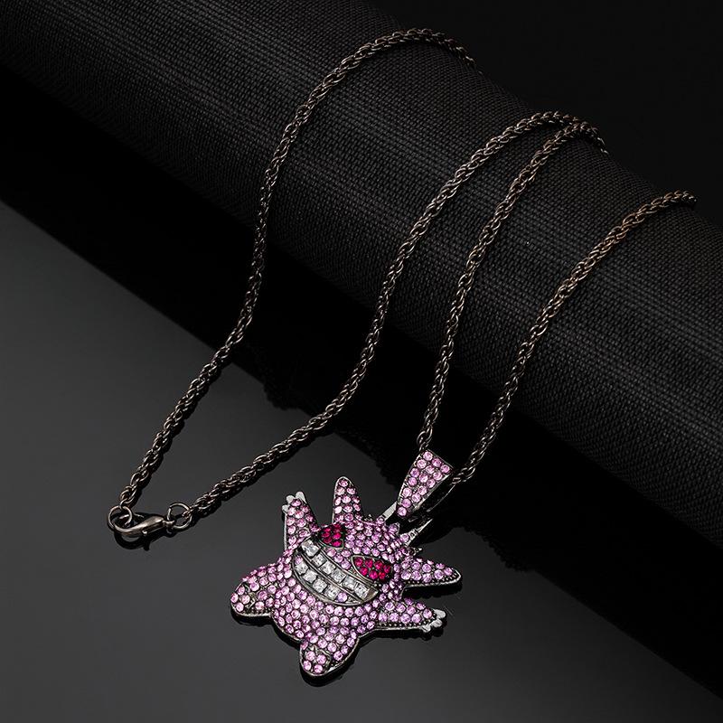 Halloween Devil Elf Diamond-encrusted Necklace Hip-hop and Funny Genggui Monster Hoodie Chain
