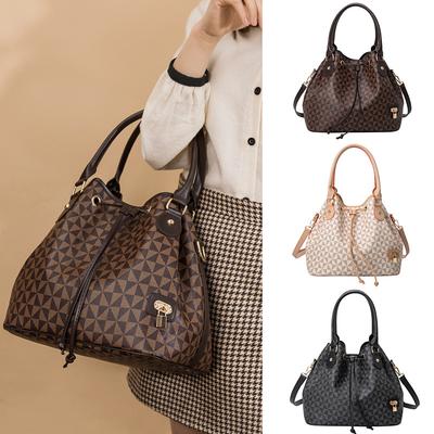 Spring and Summer New Large Capacity Printed Bucket Bag for Women Korean Style Fashion Handbag One Shoulder Crossbody Bag Commuting Bag