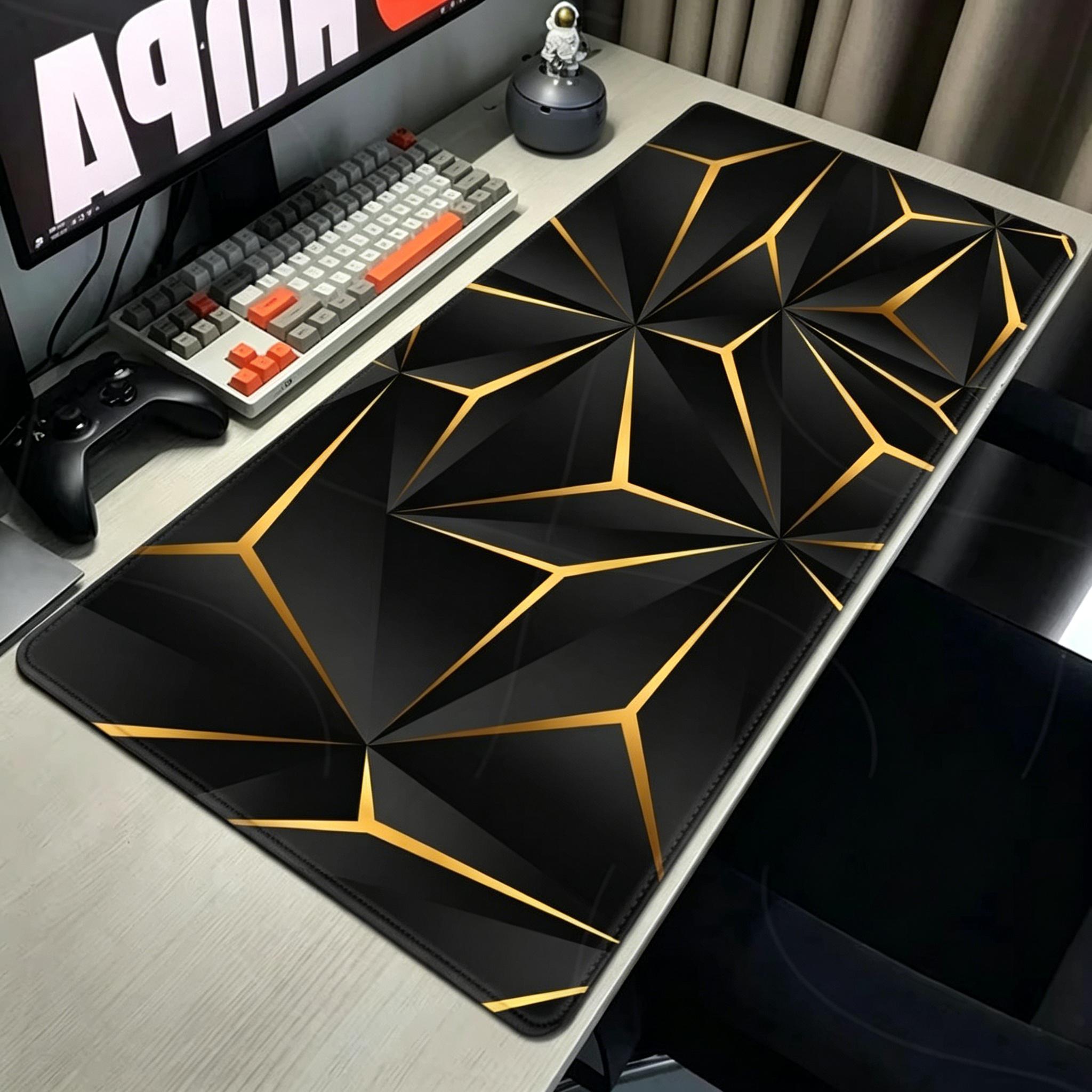 Black Gold Marble Mouse Pad  Gaming Accessories Office Gamer Keyboard Desk Mat NonSlip Laptop Golden Hexagon Mousepad 30x80x0.2cm