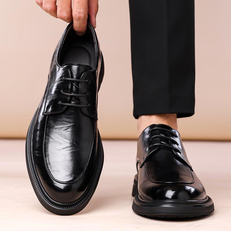 New Designer Black Lace Dress Shoes for Men Fashion Business Casual Shoes Male British Style Office Leather Shoe Man