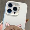 Cartoon Girl Phone Case for iPhone 13/14 Pro, 15 Pro Max, 16 Pro, and 17 Silver
