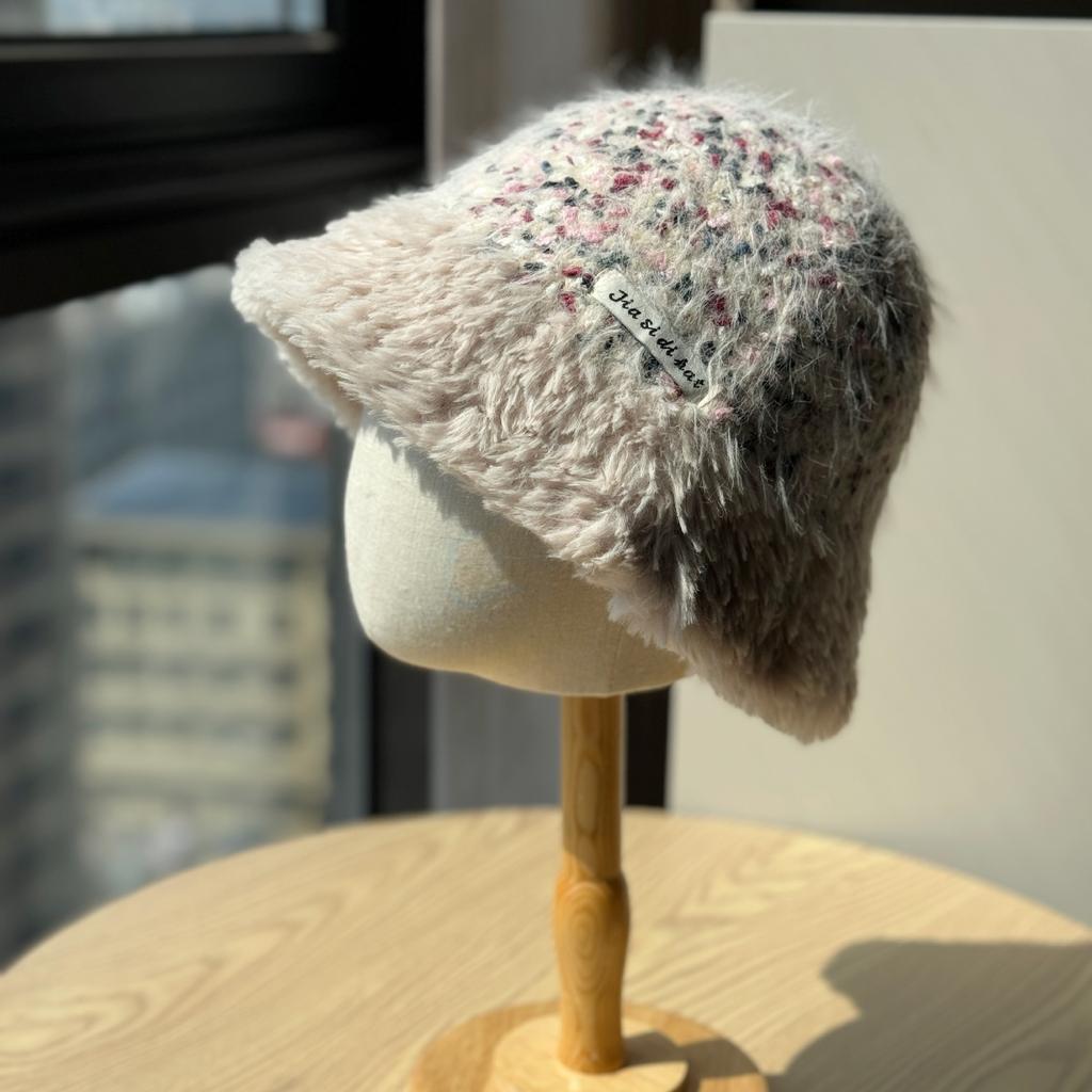 New Dopamine Color Matching Basin Hat for Women In Autumn and Winter Warm Ear Protection Fisherman Hat Plush Hat Wool Bucket Hat Woven Trendy