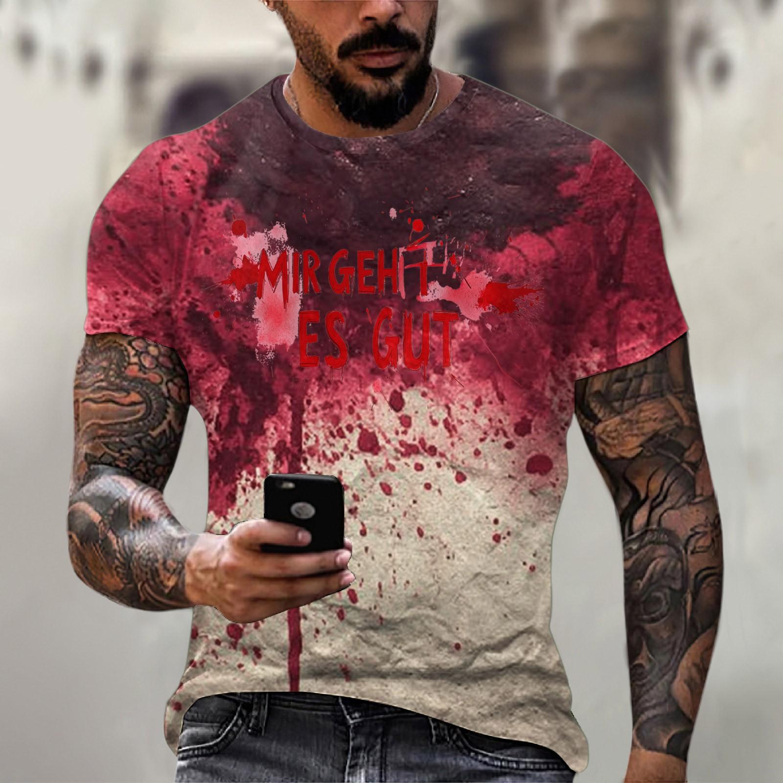 

Мужская футболка с круглым вырезом и короткими рукавами с принтом на Хэллоуин, похожая на хлопок L розовый