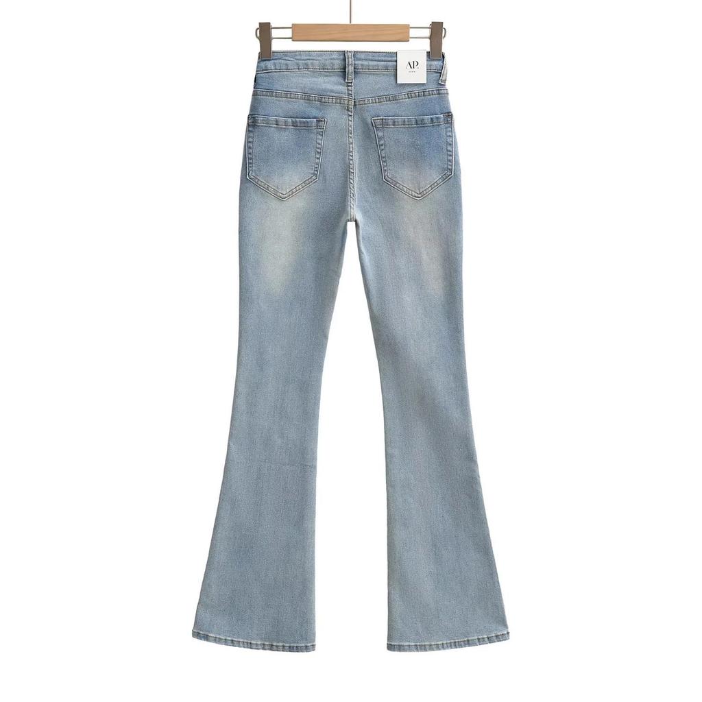 Hot Girl Low-Rise Slimming Butt-Lift Micro-Flare Slim-Fit American Style Jeans