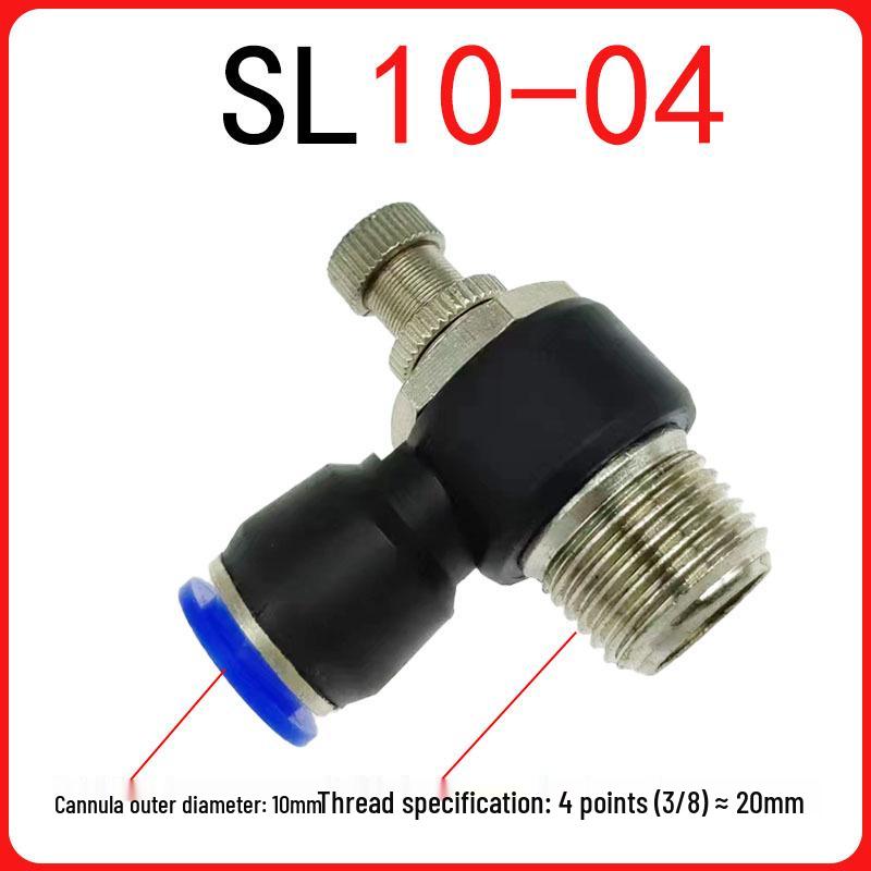 SL Throttle Valve L-Type Male Thread Pneumatic Quick Push-In Fitting, SL6-01/8-0210-03, Pneumatic Component.