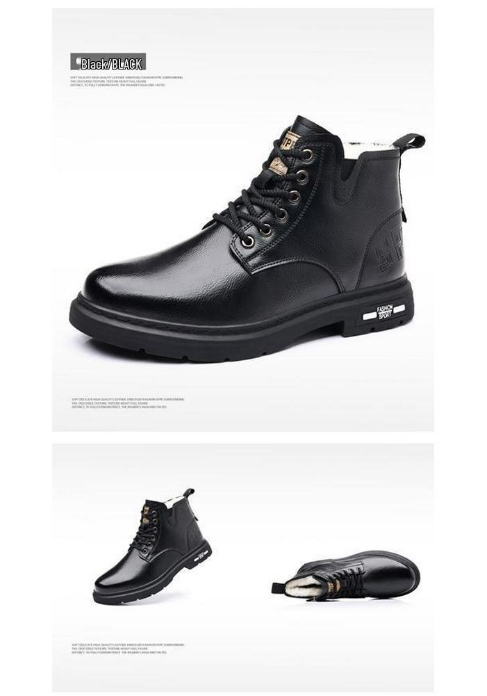 Men's Retro Leather High-Top Martin Boots - Breathable, Versatile, Casual British Style for Spring and Autumn