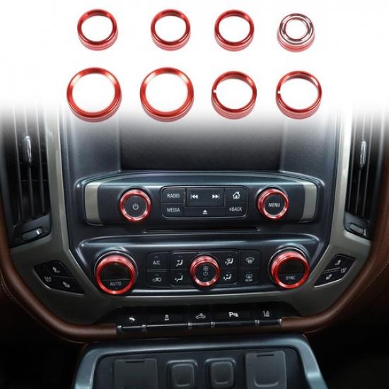 Auto Center Console Control Switch Knob Cover Trim Bezels For Chevy Silverado 14