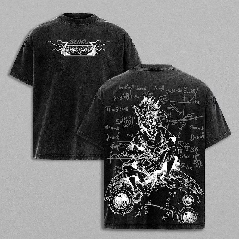 

Ishigami Senkuu Dr.Stone Anime Clothing Men Women T-shirts Short Sleeve Washed T Shirt Vintage Cotton Tshirt Harajuku Male Tops S чёрный