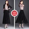 Trendy Lace Trim Long Maxi Skirt, Slimming Effect Mesh Fairy Ruffles Dress