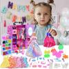 Girl Doll Clothes and Accessories Girl Doll Closet Wardrobe with Clothes, Dresses, Shoes and Other Girl Doll Stuff for 11.5 Inch Girl Doll Clothes as