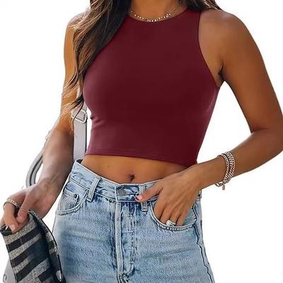 2026 Ärmellose Cropped Weste für Damen - Vielseitiges einfarbiges Rundhals-Top für einen aufregenden Look