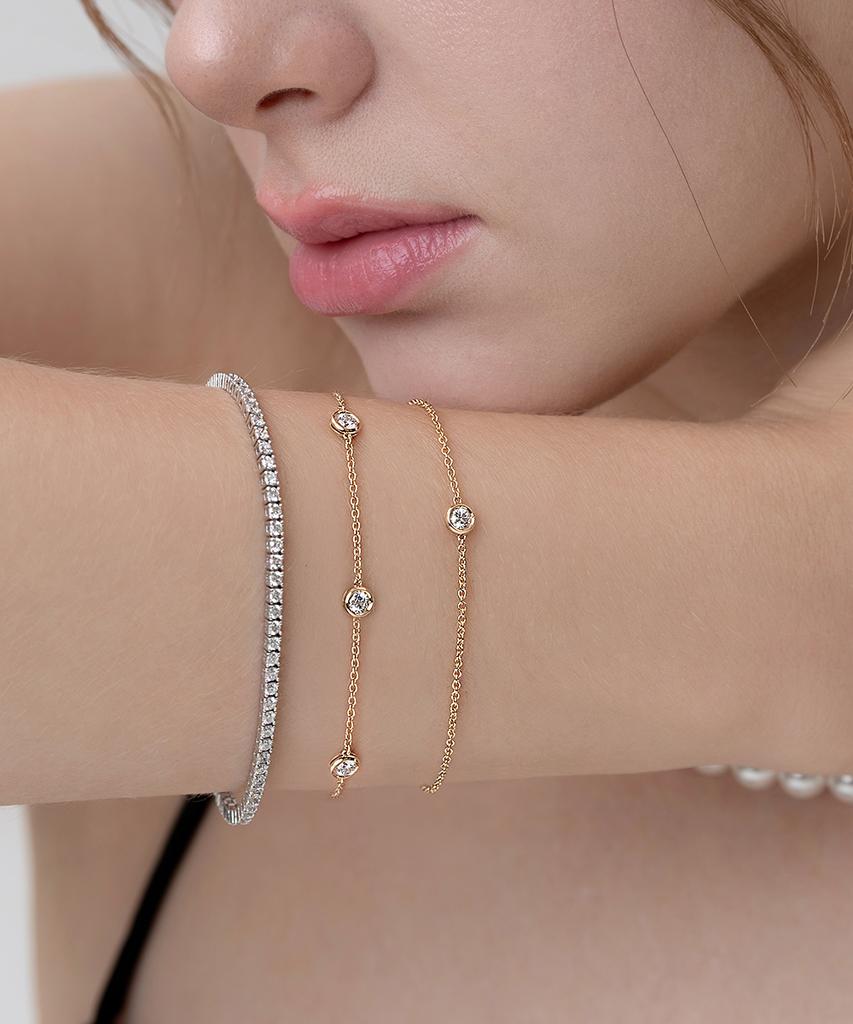 Mcel 14K Liane 1-Carat Lab-Diamond Bezel Bracelet