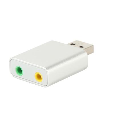 7.1 Kanal Externe USB 2.0 zu 3,5 mm Stereo o Soundkarte Mikrofonadapter Lautsprecher (Silber)