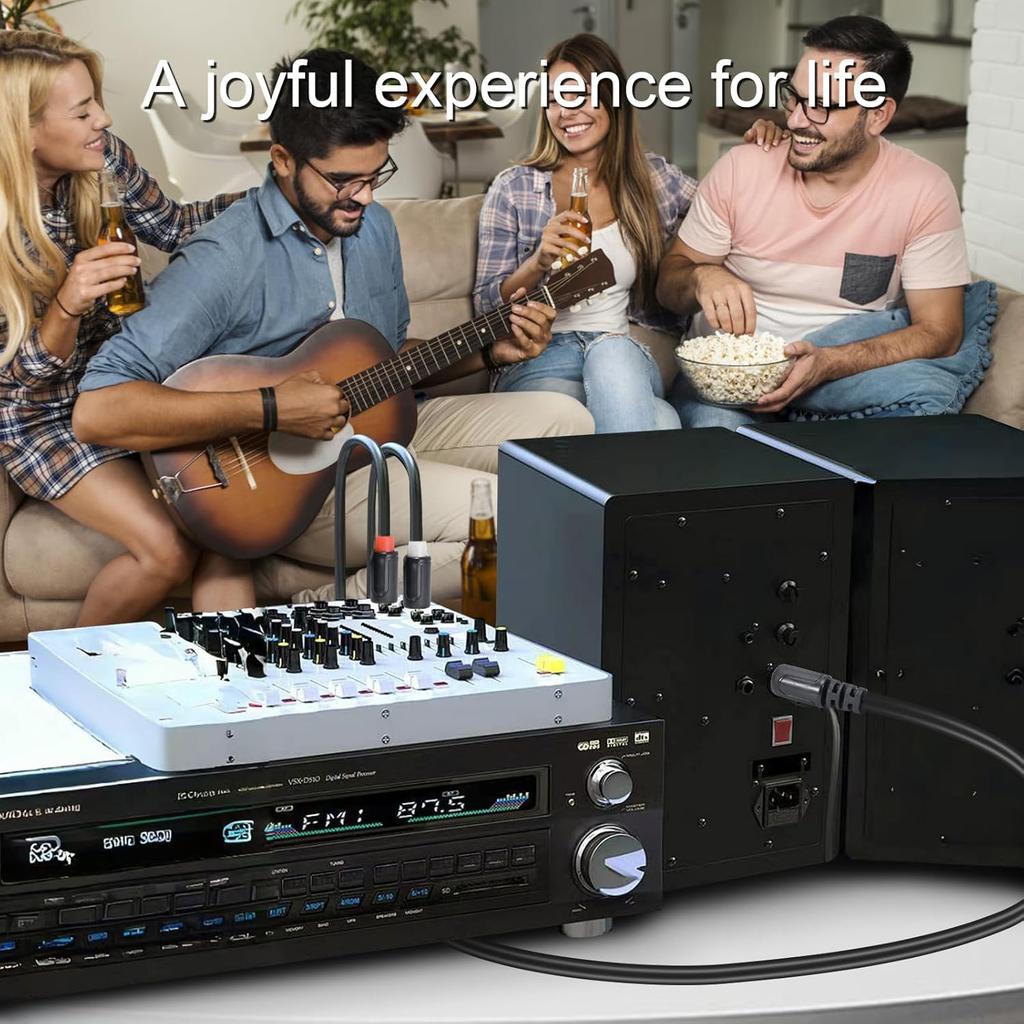 RCA Cables - 59IN/5FT Stereo Jack to 2RCA Plugs for Smartphone, Tablet, HDTV, DVD Player, Home Theater, Speakers, Projector