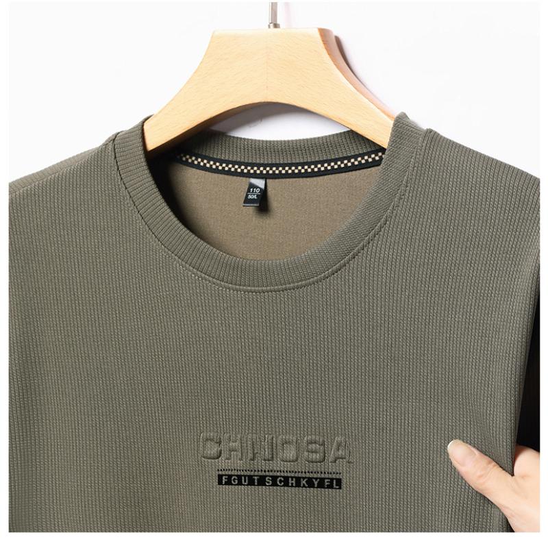 Jesienna Męska Bluza z Długim Rękawem z Okrągłym Dekoltem, Casualowa Bawełniana Koszulka z Nadrukiem, Koszulka Bazowa dla Mężczyzn