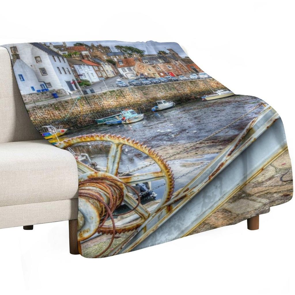 Crail Harbour In The East Neuk Of Fife Scotland Throw Blanket Soft Home Decor Blanket for Couch Bedroom