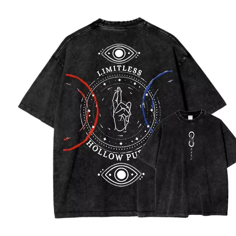 

Jujutsu Kaisen Gojo Satoru Printed Tshirt Mens and Womens Washed Tshirt High Quality Vintage Cotton Tshirt YK Tshirt XL