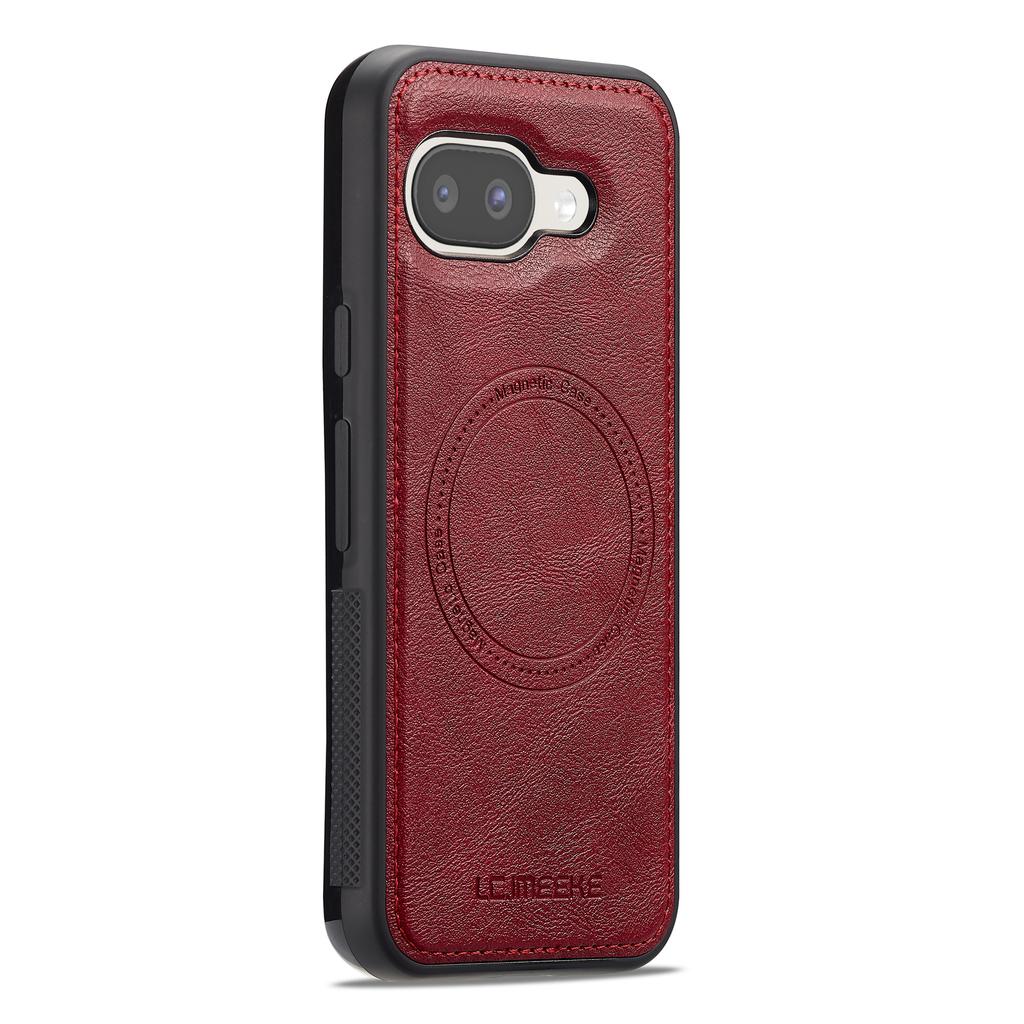 LC.IMEEKE For Google Pixel 9a Magnetic Case Compatible with MagSafe Leather+TPU Back Cover