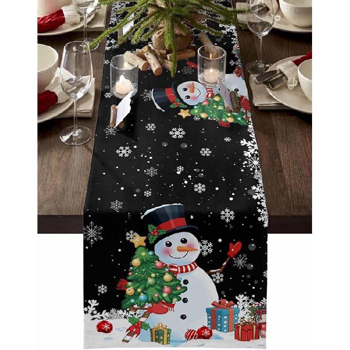 

Красная Рождественская Снеговик Настольная Дорожка 36 Дюймов Длиной, Рождественская Елка Снежинка Фермерский Стиль Шарфы, Лось Птицы Обеденная Настольная Дорожка для Кофейного Столика/Кухни 13 x 36 inch чёрный