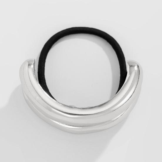 Geometric Metal Hair Tie, Alloy Elastic Ponytail Holder for Women, Minimalist Square Hair Ring for Daily Commuting Use