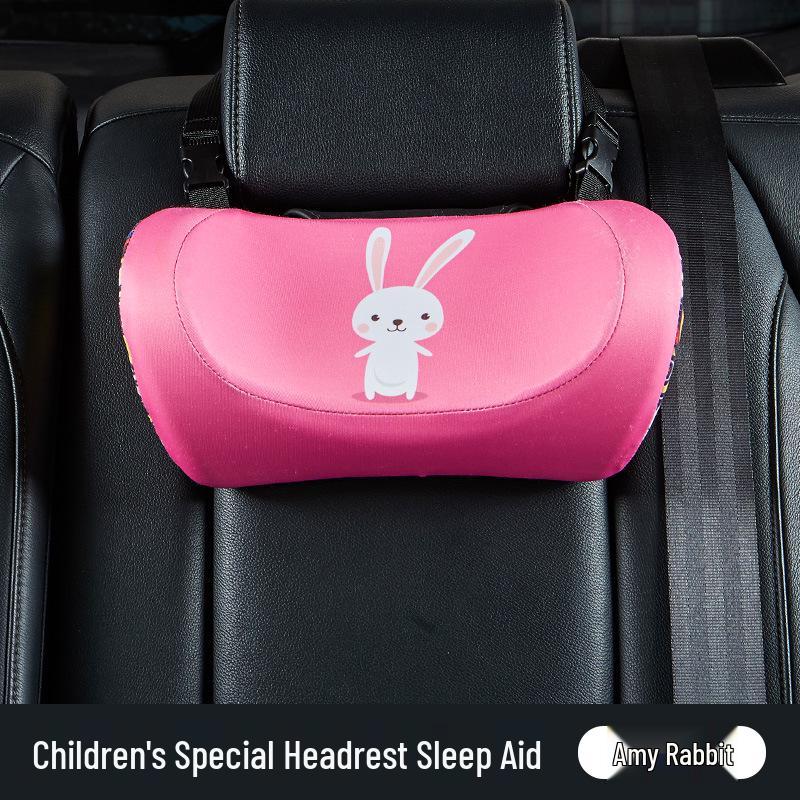 Children's Cartoon Memory Foam Car Neck and Lumbar Pillow Set for Headrest and Rear Seat