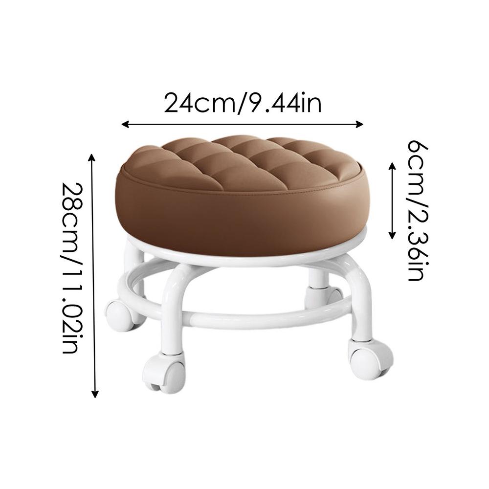 360 Degree Rotating Stool Universal Wheel Low Stool Chair Universal Small Stool Mini Multifunctional Rolling Leather RoundSeat