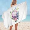 Schädel Strandtuch Mikrofaser Schnelltrocknend Strand Blumenmuster Reise Fitness Spa Damen Mädchen Blume Rose Schädel Große Strandtücher