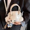 2025 Korean Trend Sweet Toast Shell Bag Temperament Simple Commuter Oil Wax Leather Texture Messenger Bag Women
