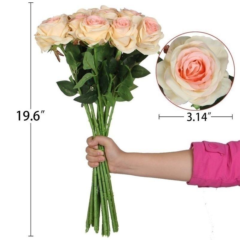 Cheap 10/20Pcs Artificial Silk Rose Flower Bridal Wedding Bouquet Fake ...