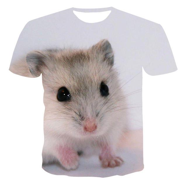 Fashion Funny Hamster Graphic T Shirts Men Summer Casual Cut Animal Pattern Tees 3D Printed Round Neck Quick-drying T-shirt Tops
