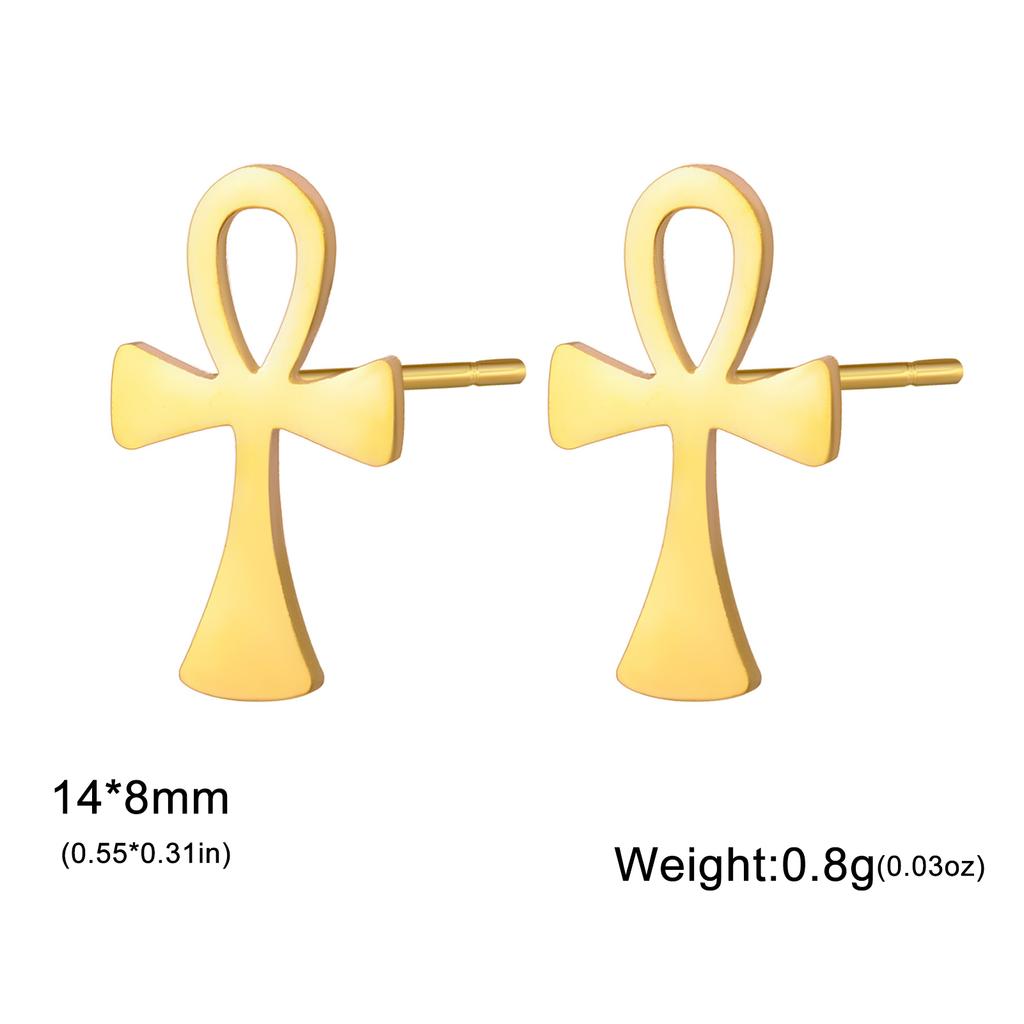 Orecchino a Perno Croce Ankh per Donne Uomini Acciaio Inossidabile Borchie per Orecchie Amuleto Crocifisso Gioielli Egizi Regalo