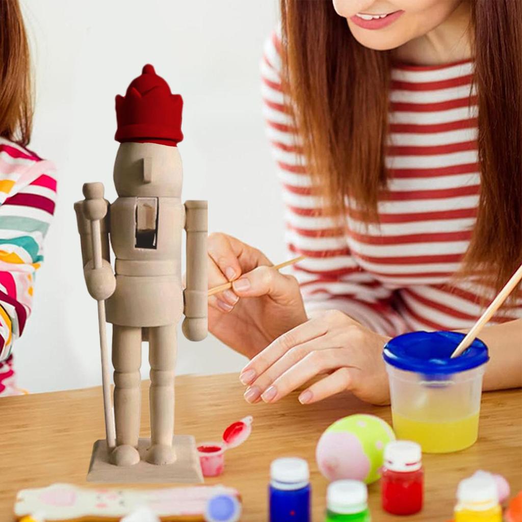 20cm Wooden Nutcracker Unpainted Handicraft Paint Your Own Nutcracker Figures Wood Nutcracker Unfinished With Paint Kit For Kids