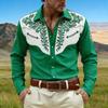 Camisa de manga larga para hombre con botones y cuello estampado para uso casual
