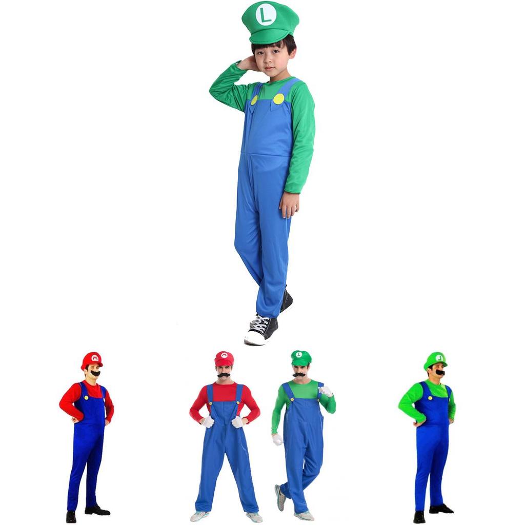 Super Mario Bros Luigi Costume For Kids And Adults Breathable Full Body Cosplay Dress With Exquisite Workmanship