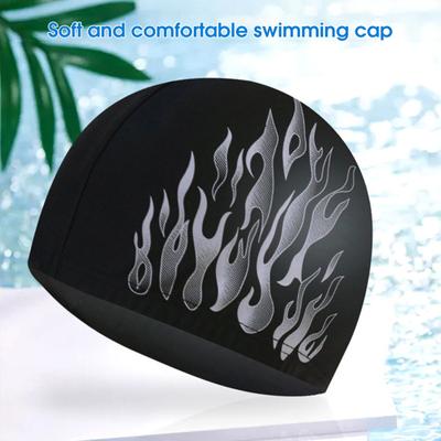 Cappellino da nuoto resistente agli strappi per uomo, tessuto in nylon, stile fiamme, protezione per le orecchie