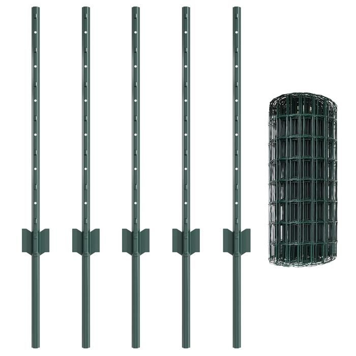 VidaXL Clôture Euro avec 5 poteaux en U Vert 0.6x10 m Acier 3335989