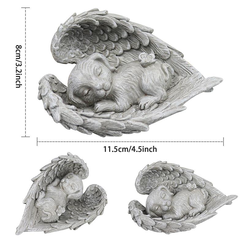 Mini Pet Cat Dog Angel Statue Resin Sleeping Angel Cat Sculpture For Pet Memorial Ornament Home Garden Decor Crafts
