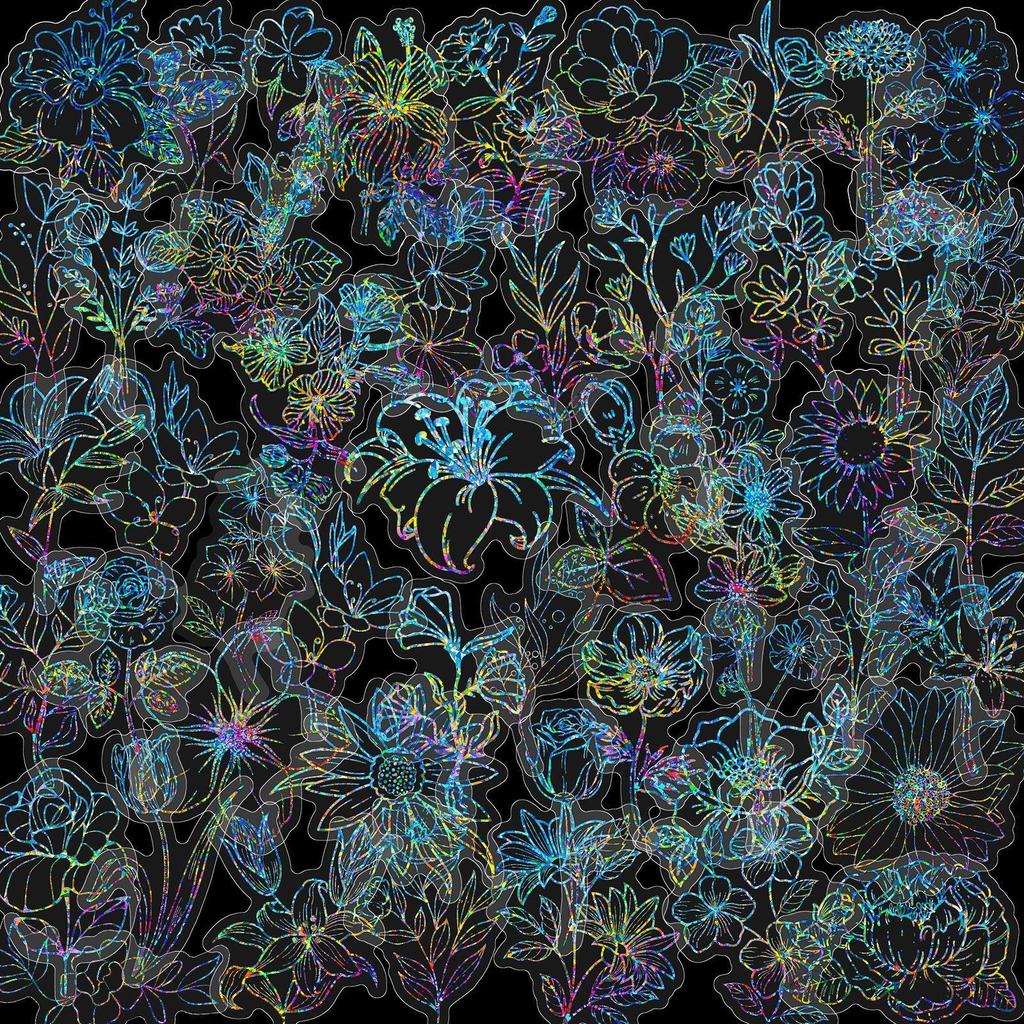 50 Neue Hochwertige Silberne Blumen Laser Aufkleber DIY Dekorative Transparente Wasserbecher Aufkleber