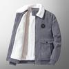 Men Autumn Winter Solid Color Jacket Lapel Long Sleeve Flap Pockets Zipper