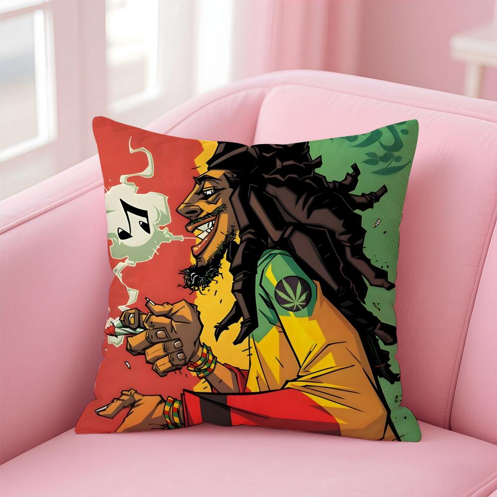 Reggae Music Bob MarleySinger Cushion Cover Pillow Case Soft Skin Friendly Fabric Concealed Zipper