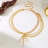 Sexy Multi-layer Imitation Pearl Waist Chain Belt for Women Gold Color Tassel Belly Chains Summer Beach Bikini Body Jewelry