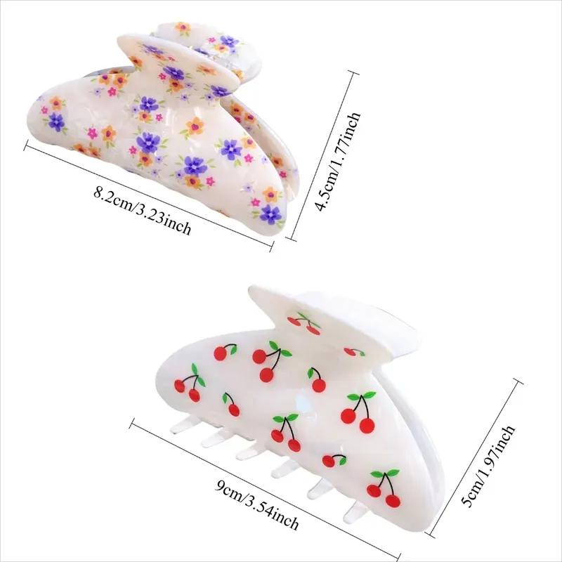 Acrylic Hair Claw Clips for Women And Girls Flower Fruits Design Thick Thin Hair Styling Accessories Sweat Catch Hairgrip