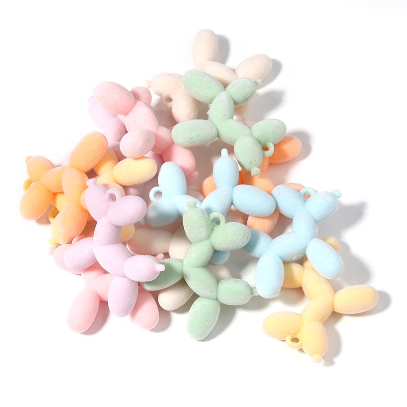 5Pcs/Lot 46x50mm Mix Color Acrylic Pendant Fluffy Balloon Dog Shape Charms Pendant For Bracelet DIY Necklace Jewelry Making
