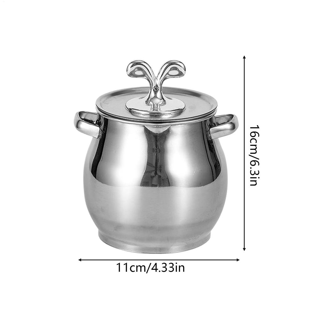 Bacon Grease Keeper Stainless Steel Container With Strainer & Spatula, Safe Storage For Cooking Oil, Keeps Countertop Clean